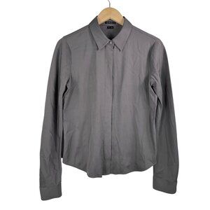 Theory silk blend‎ grey blouse work wear office sz M